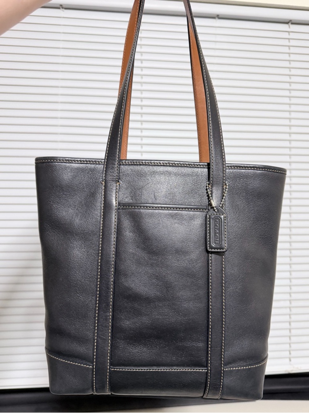 Coach 1941 Leatherware Hampton Black Leather Tote Bag Vintage B3S-5187 GUC